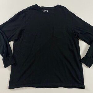 American Giant Long Sleeve Pocket T Shirt Mens XL Black Cotton Heavyweight